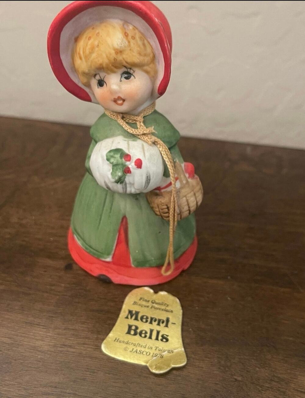 vintage Merri Bells christmas  porcelain bisque figurine bell 1978